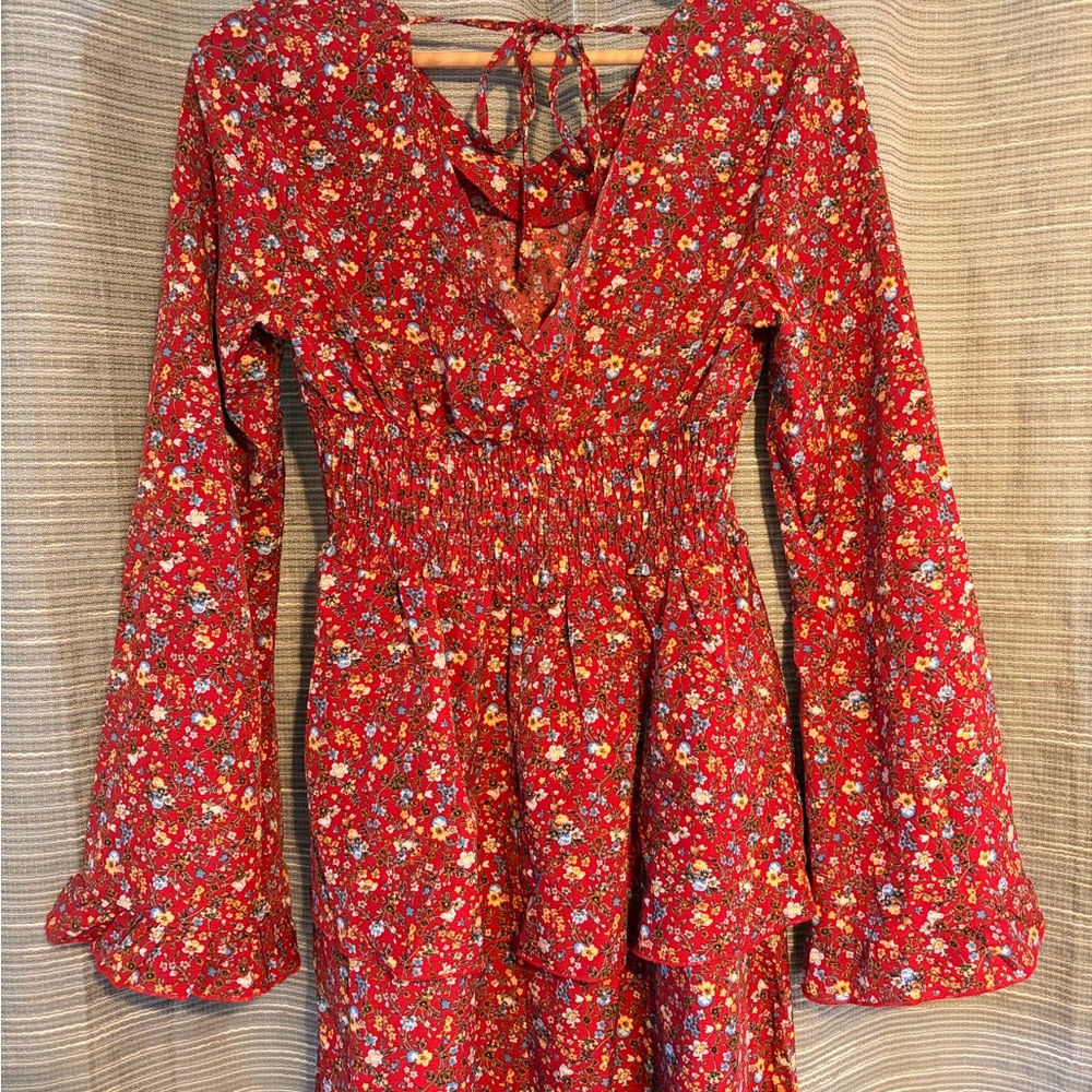 SHEIN Red Floral Dress